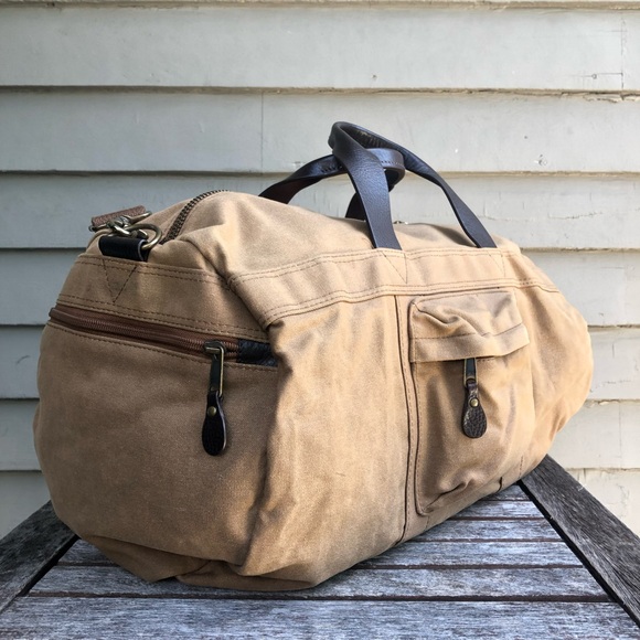 NEW J. Crew Abingdon Duffel Waxed Cotton Canvas Leather Travel Gym Duffle Bag - Picture 10 of 17